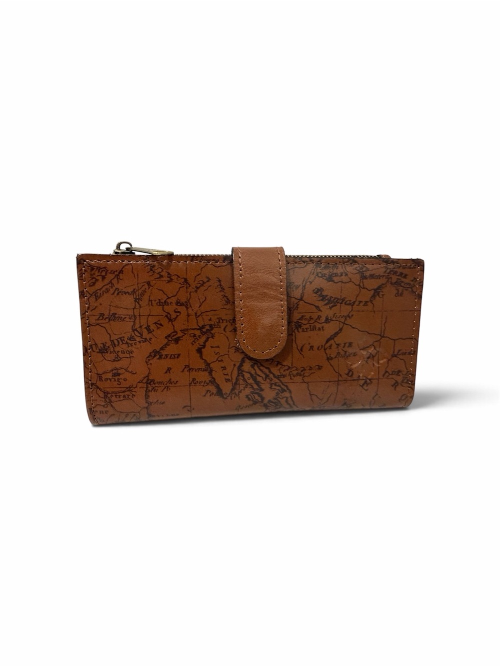 Patricia Nash Brown Map-Print Leather Wallet
